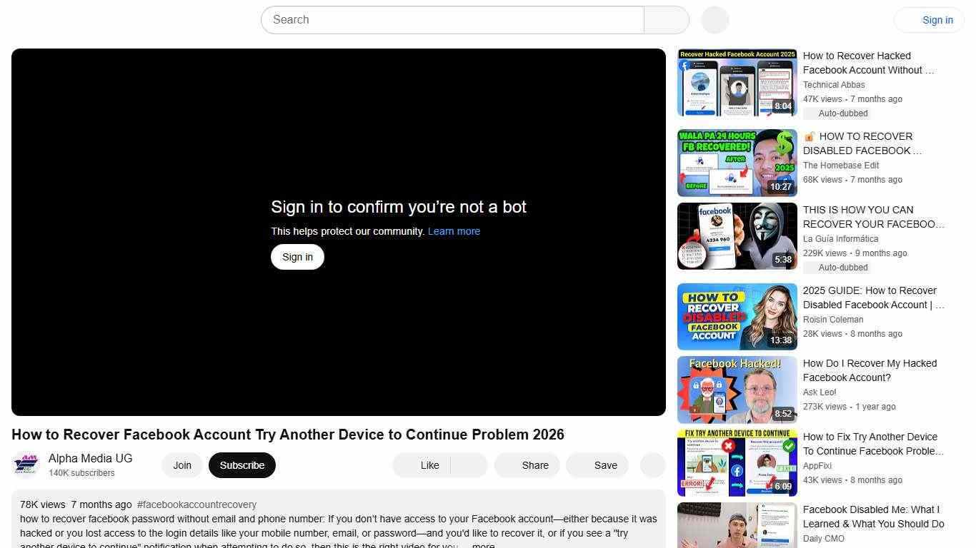 How to Recover Facebook Account Try Another Device to Continue Problem 2026 - YouTube